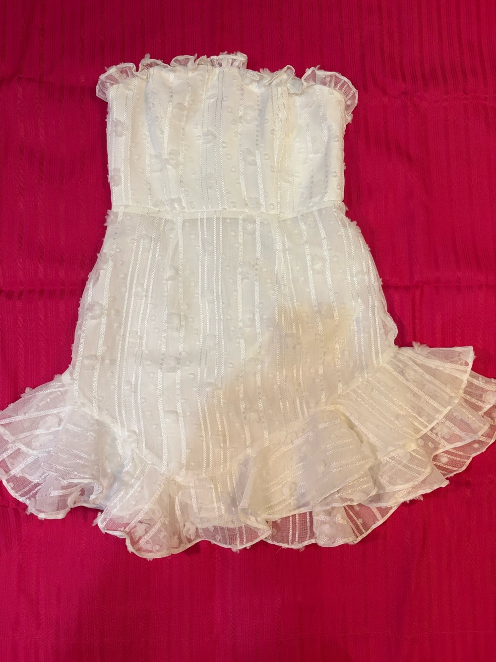 Selfie Leslie white strapless ruffle mini dress size XS NWT